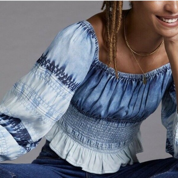 Pilcro Smocked Chambray Blouse - Picture 3 of 6